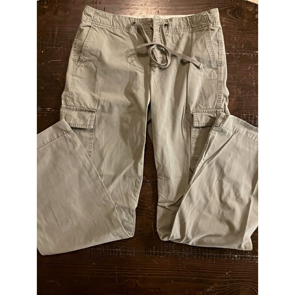 Old Navy Women's Green Cotton Canvas Pants Flat Front Pockets Mid Rise